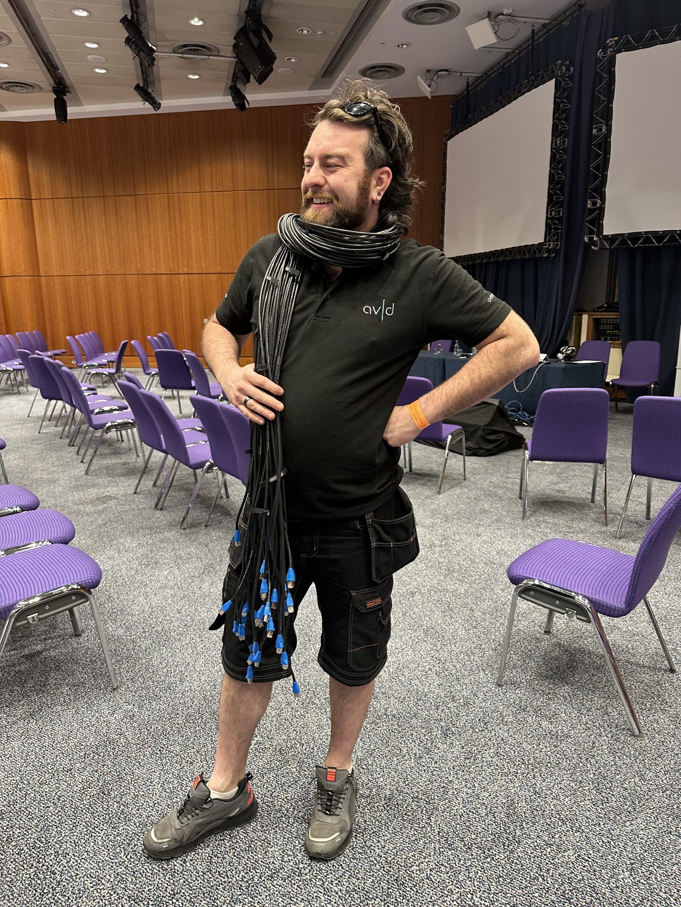 Ciaran is wearing a scarf of our specially made 2m cables.